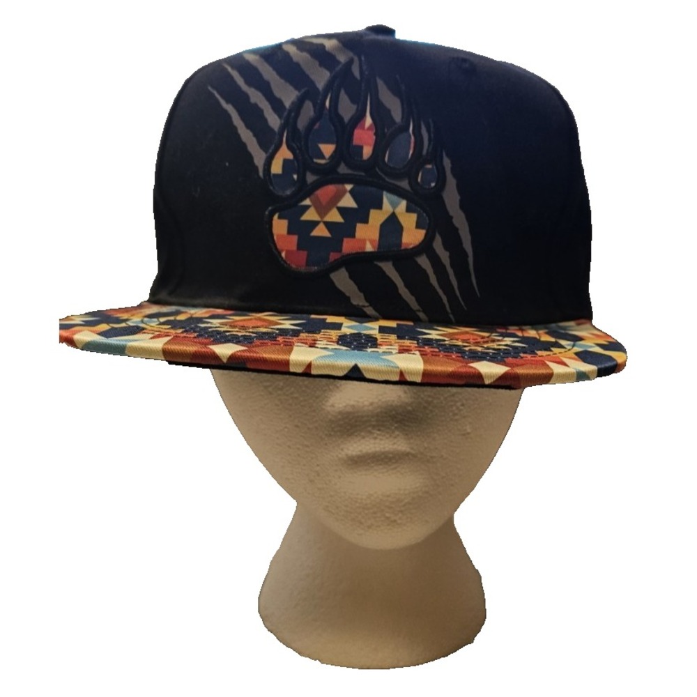 Bear Paw Snapback One Size Adjustable Hat Multicolor Embroidered Aztec Print - Picture 3 of 6